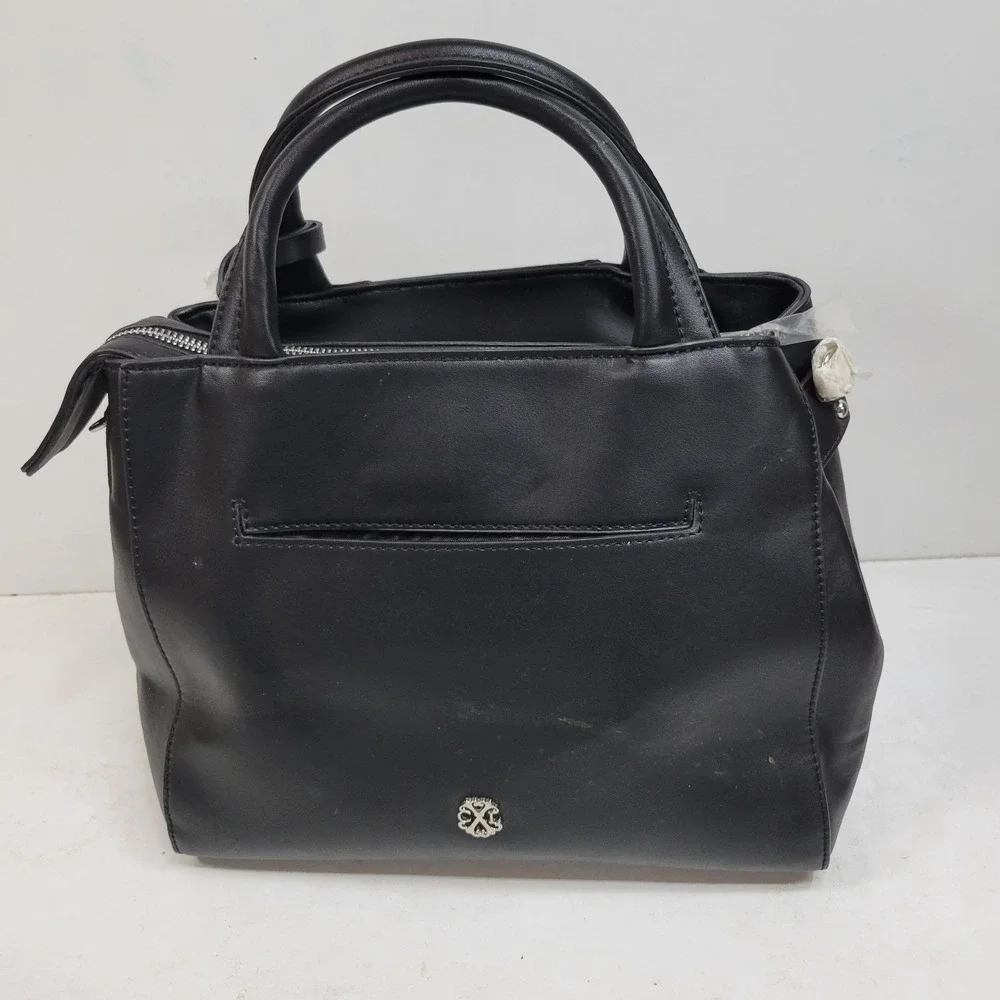Christian Lacroix Black Satchel Handbag Chain Accent Top Handle Purse NWOT